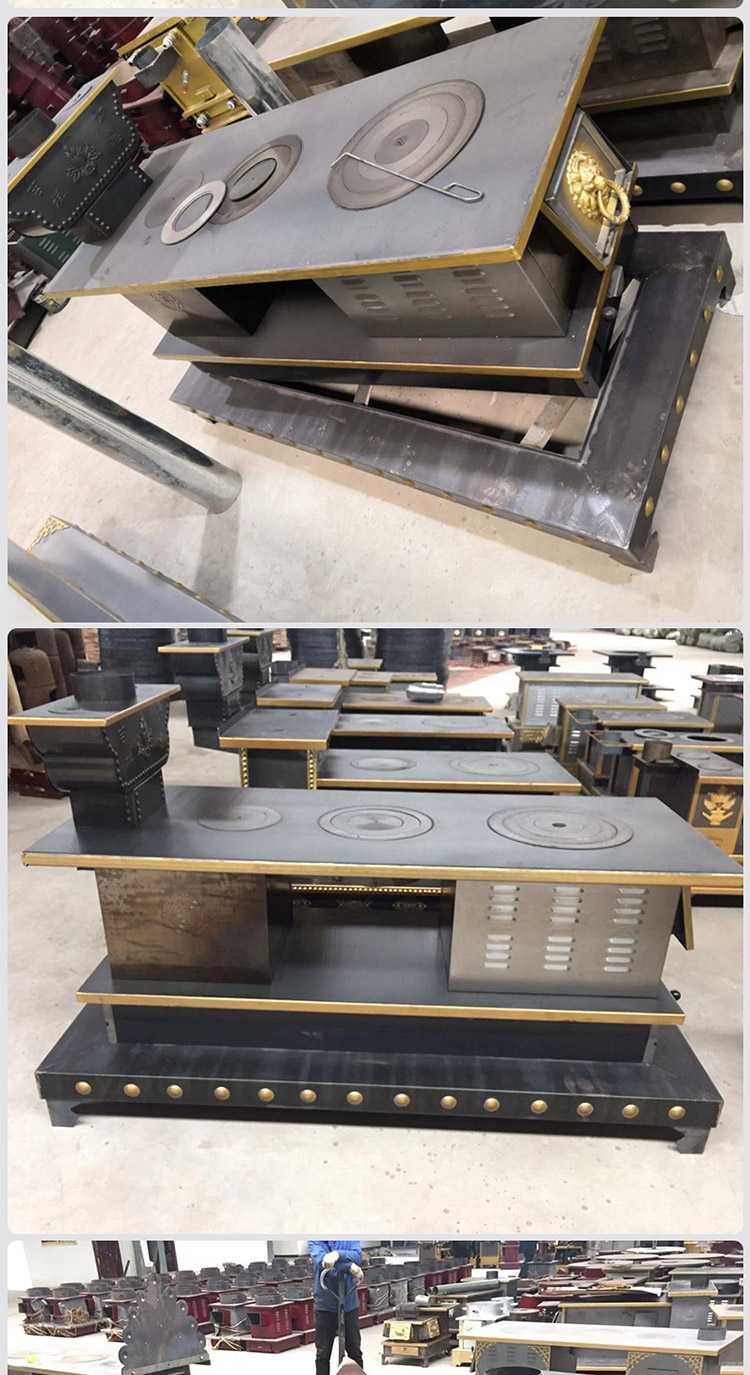 1.8米三鍋位帶烤箱帶火神座柴煤兩用大號藏爐—多功能家用取暖藏爐【爐具】—焱森爐業