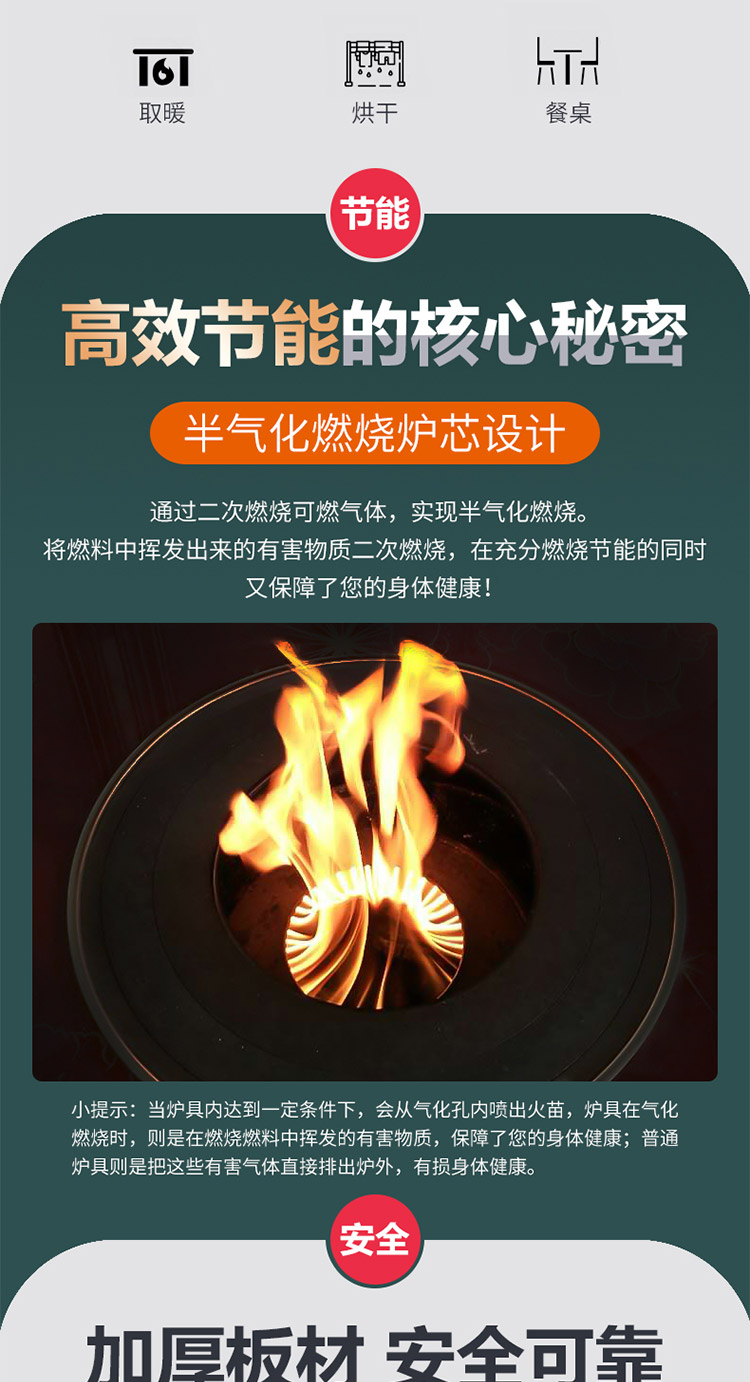 0.8米三鍋位帶烤箱藏爐—多功能家用取暖藏爐【爐具】—焱森爐業